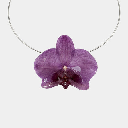 Einzelstück Große Orchidee Halskette Violett B