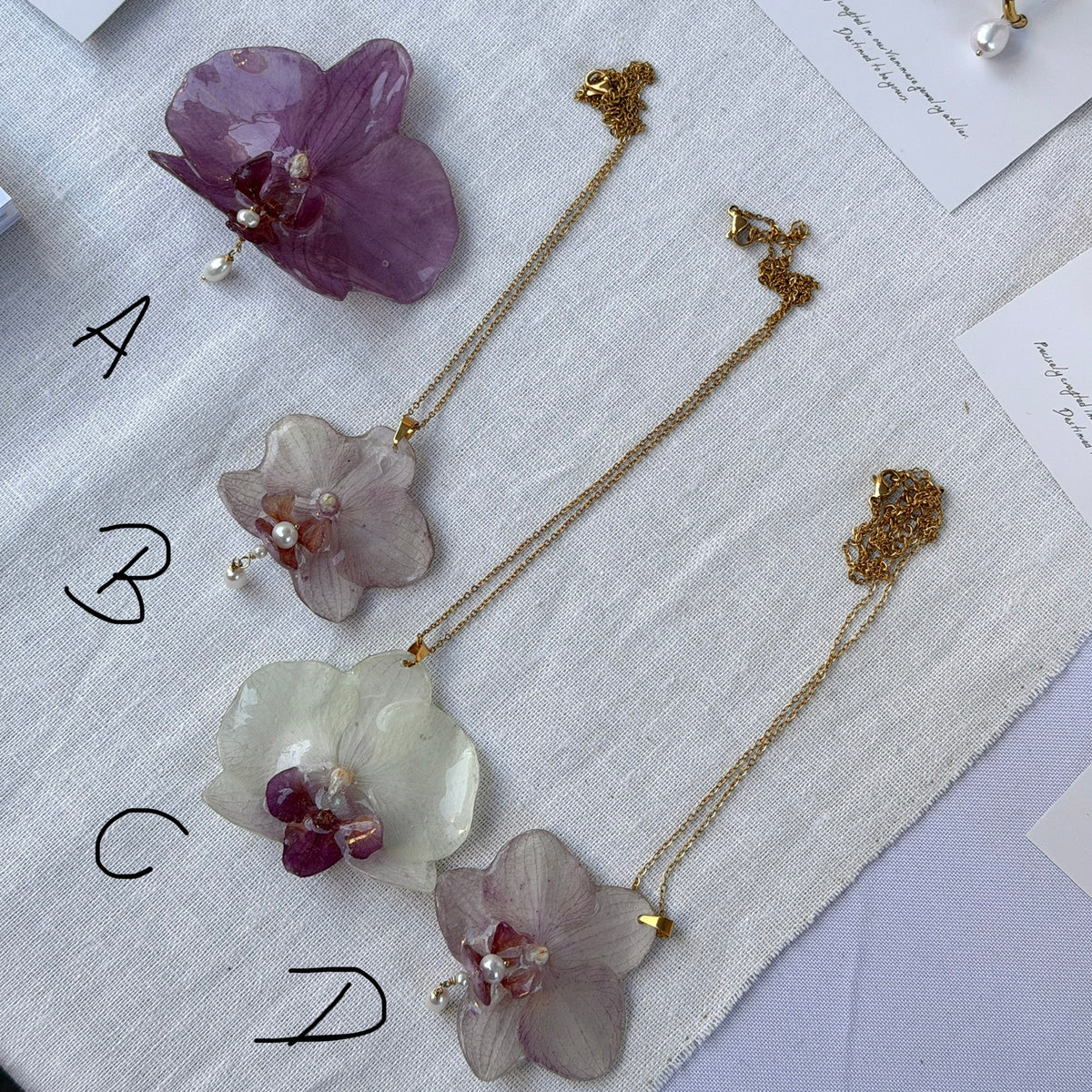 Einzelstück Orchidee Kette mit Süsswasserperlen