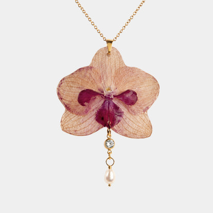 Einzelstück Orchidee Halskette mit Zirkonia