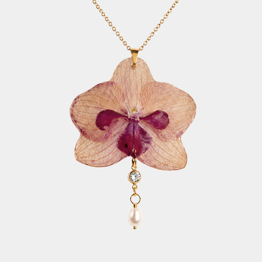 Einzelstück Orchidee Halskette mit Zirkonia