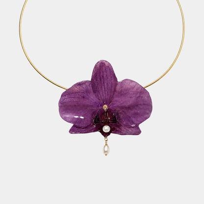 Einzelstück Große Orchidee Halskette Violett A