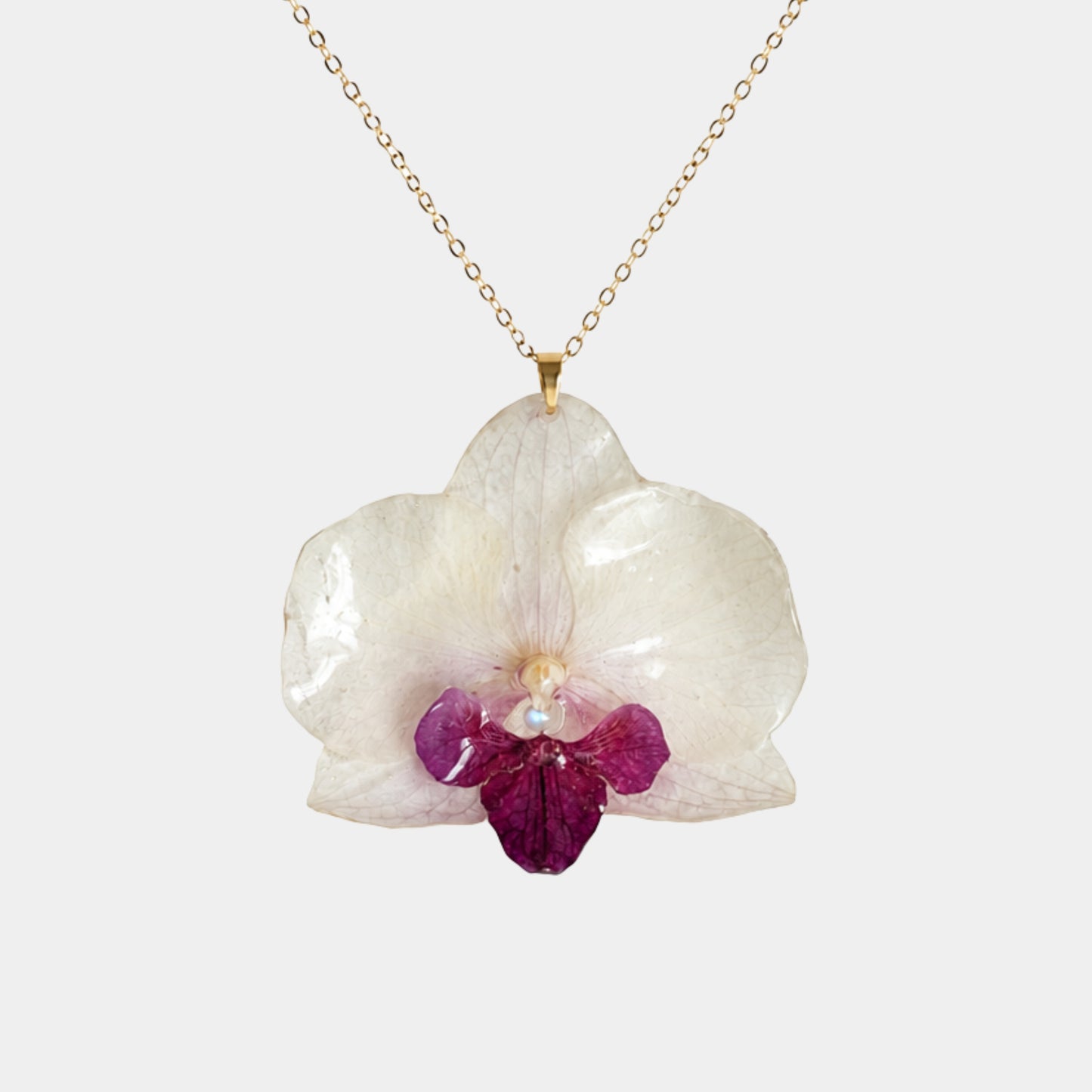 Einzelstück Orchidee Halskette mit Mondstein